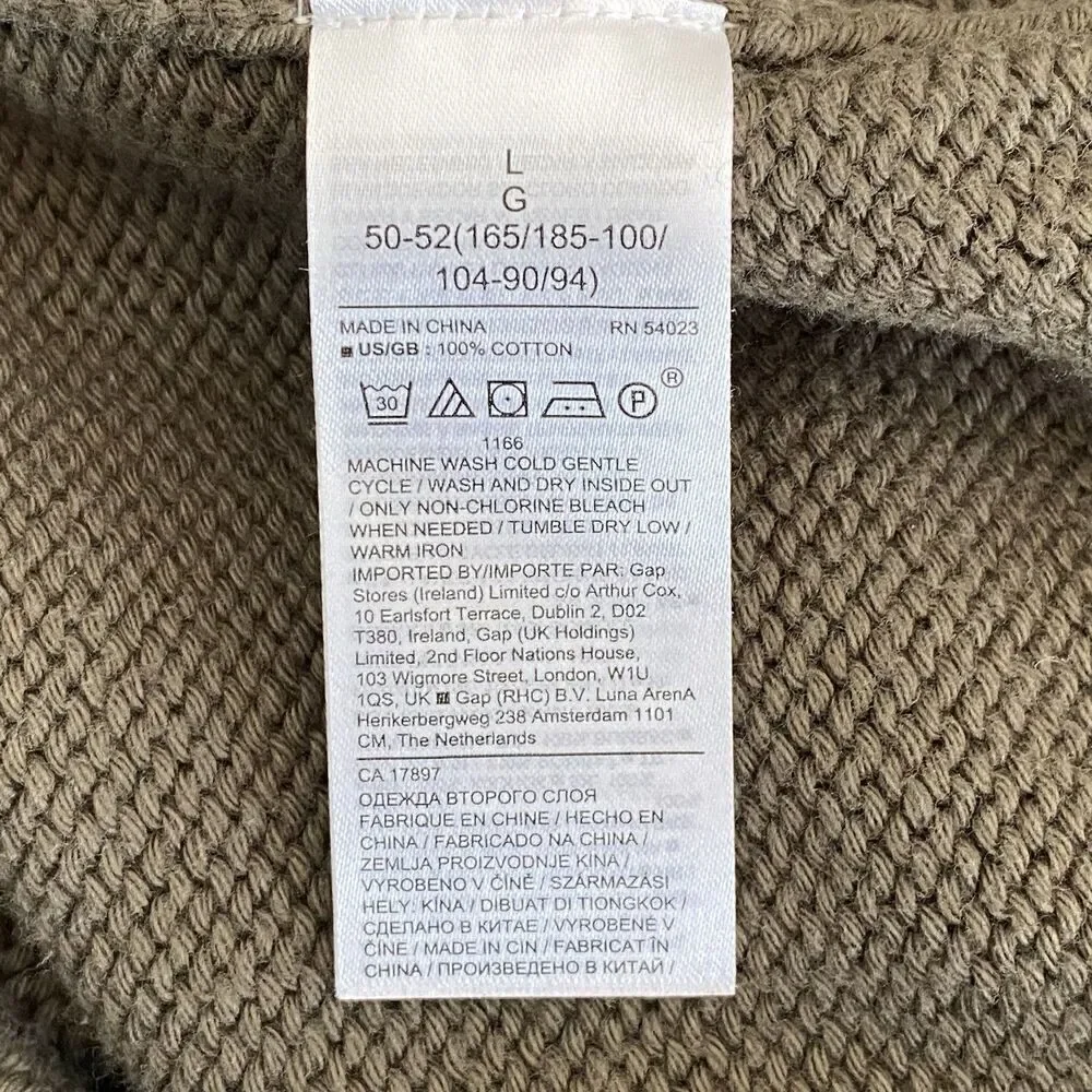 Banana Republic Sweater Men's Large Green Organic Cotton Crew Neck Oversized NWT
